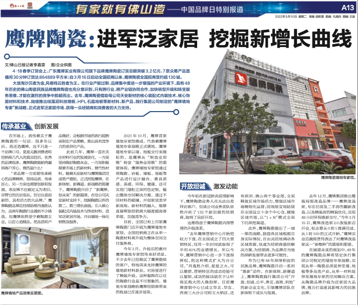 鷹牌陶瓷：進(jìn)軍泛家居 挖掘新增長曲線| 中國品牌日特別報(bào)道(圖1)